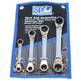 SET SPANNER DOUBLE RING REVERSIBLE GEARDRIVE 4PC SAE SP TOOLS